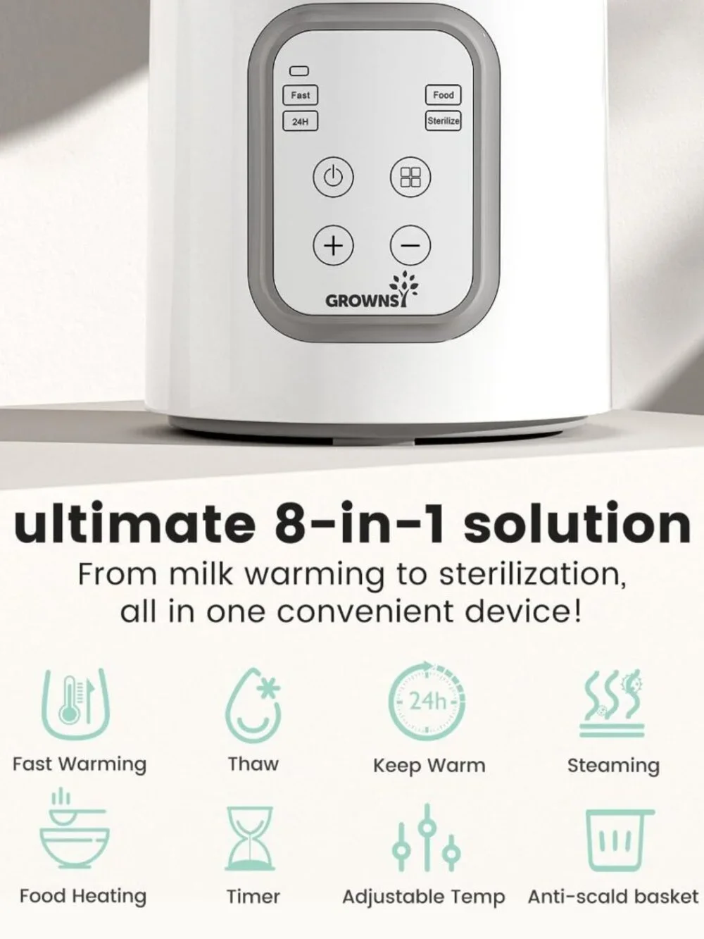 8-in-1 Fast Baby Bottle Warmer with Timer, Sterilizer & Accurate Temp Control